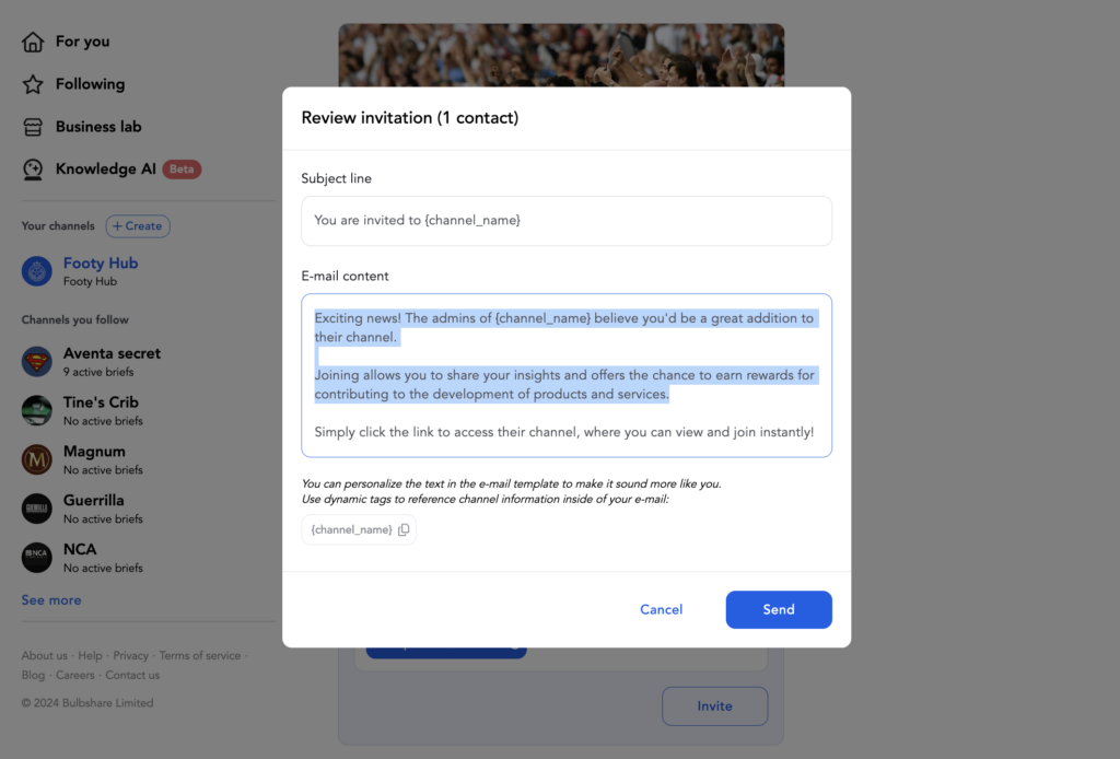 How to invite a new user to your channel | Bulbshare How to invite a new user to your channel | Bulbshare