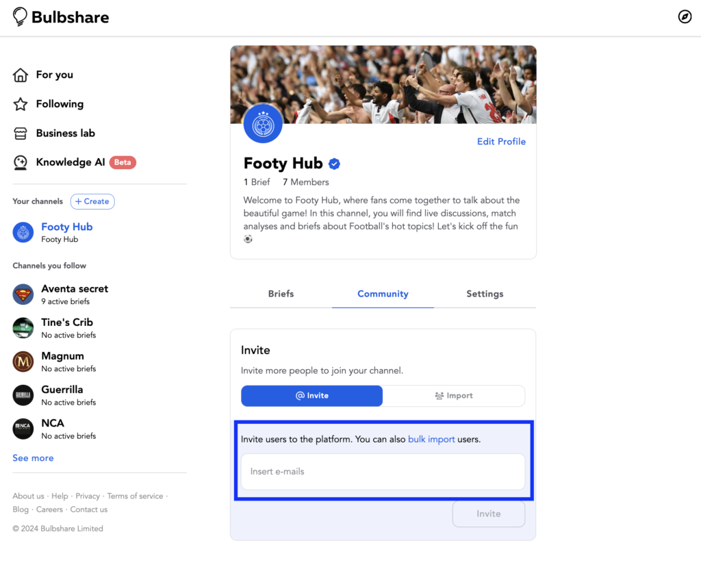 How to invite a new user to your channel | Bulbshare How to invite a new user to your channel | Bulbshare